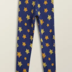 XY Life Kids Navy & Yellow Cotton Printed Leggings image 2