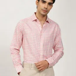 Andamen Red Cotton Regular Fit Checks Shirt-picture-11