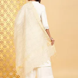 Rangmanch by Pantaloons Beige Striped Dupatta image 2