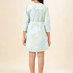 Akkriti by Pantaloons Aqua Blue Printed A-Line Dress image 2
