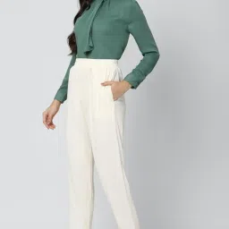 Van Heusen White Tapered Fit Trousers image 4