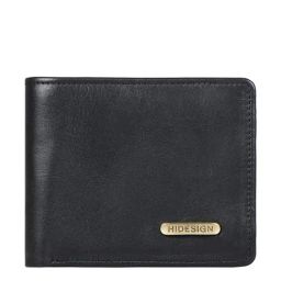 Hidesign Black Medium Solid Leather Bi-Fold Wallet for Men-picture-7