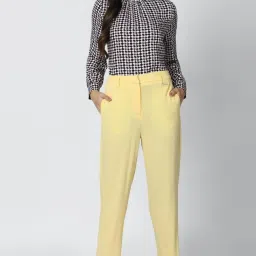 Van Heusen Yellow Tapered Fit Trousers image 4