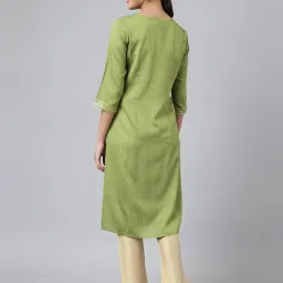 Aurelia Green Embroidered Straight Kurta image 2