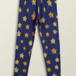 XY Life Kids Blue & Navy Cotton Striped Leggings (Pack of 2) image 5