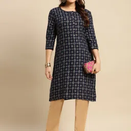 Rangita Navy & Purple Printed Straight Kurta - Pack OF 2 image 2