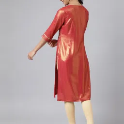 Aurelia Women Maroon Festive Geometric Print Rayon Kurta image 2