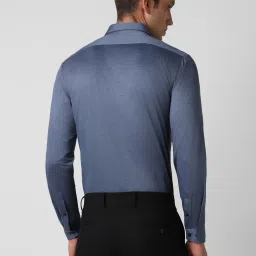 Van Heusen Blue Cotton Slim Fit Texture Shirt image 2
