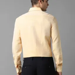 louis philippe Men Yellow Classic Fit Solid Full Sleeves Formal Shirt image 2