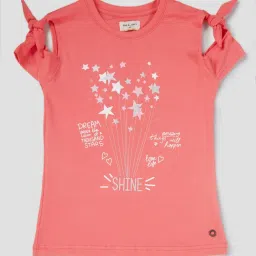 Gini & Jony Kids Peach Cotton Printed Top image 1