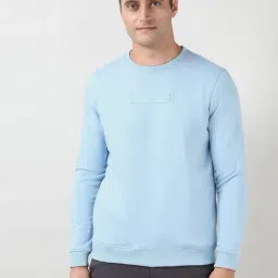 Peter England Blue Cotton Regular Fit Sweatshirt-image-89