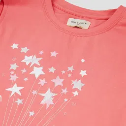 Gini & Jony Kids Peach Cotton Printed Top image 3