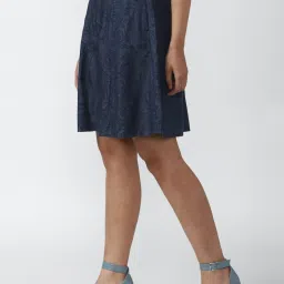 Van Heusen Navy Printed A-Line Skirt image 3