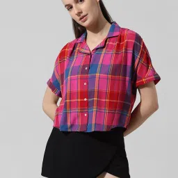 Only Fuchsia & Purple Viscose Checks Shirt image 2