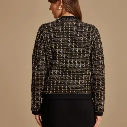 Kazo Black Self Design Cardigan image 2