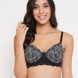 Clovia Black & White Non Wired Padded T Shirt Bra-picture-47