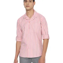 Forever 21 Pink Cotton Regular Fit Striped Shirt-image-8
