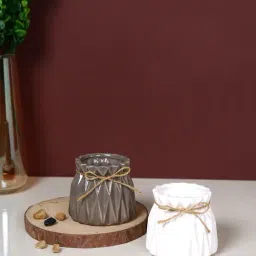 Tayhaa White & Brown Ceramic Vases - Set of 2-picture-43