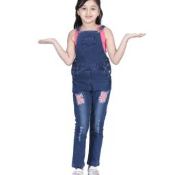 StyleStone Kids Distressed Navy Dungaree-picture-4