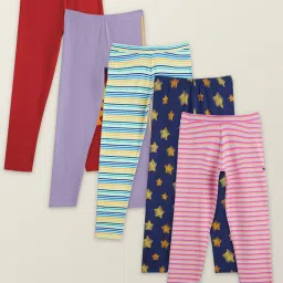 XY Life Kids Multicolor Cotton Striped Leggings (Pack of 5) image 1