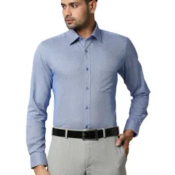 Raymond Indigo Blue Slim Fit Textured Shirt-picture-16