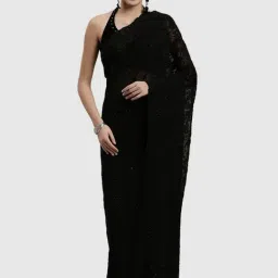 Mohey Black Embroidered Saree With Unstitched Blouse-picture-24