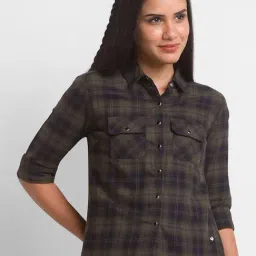 Spykar Green Cotton Chequered Shirt-image-95