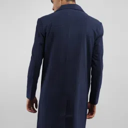 Chkokko Navy Blue Relaxed Fit Solid Coats image 2