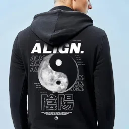 Bewakoof Men Black Terry Regular Fit Graphic Sweatshirt image 2