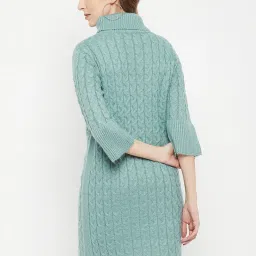 MADAME Mint Wool Self Design Sweater image 2