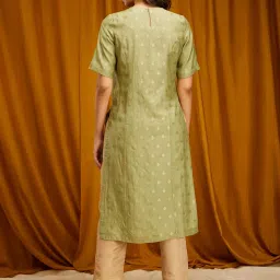 Pink Fort Lime Green Printed Straight Kurta image 2