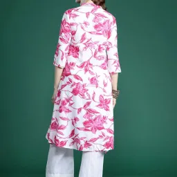 Indo Era Pink Floral Print A Line Kurta image 2