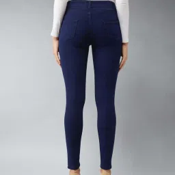 DOLCE CRUDO Navy Plain Jeans image 2