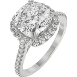 Emori 18k White Gold & Diamond Cushion Halo Engagement Ring-picture-4