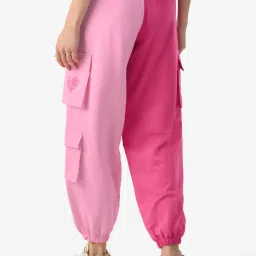 The Souled Store Pink Cotton Color-Block High Rise Joggers image 2