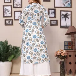 Rangita Blue Cotton Embellished 3/4th sleeve Kurta image 2