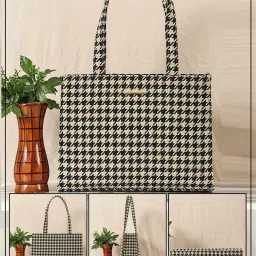 Bagsy Malone Black & Cream Textured Medium Tote Handbag image 2