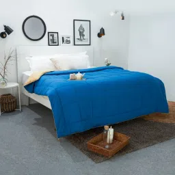 Spaces Silkysoy Solid Blue Brown 90 GSM Microfibre Double Bed Quilt image 2