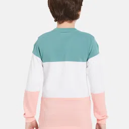 Octave Kids Blue Color Block Full Sleeves T-Shirt image 2