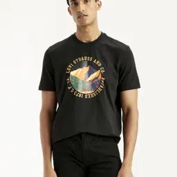 Levi's Black Cotton Regular Fit Printed T-Shirt-picture-14