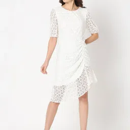 Vero Moda White Self Design Midi Dress image 2