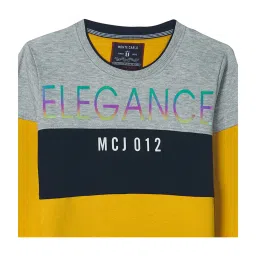 Monte Carlo Kids Mustard & Grey Color Block Full Sleeves Sweatshirt image 3