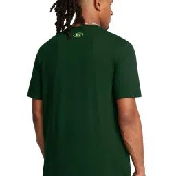 Under Armour Green Cotton Regular Fit Logo Printed Sports T-Shirt image 2