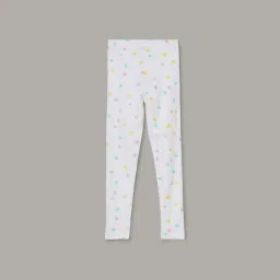 Fame Forever by Lifestyle Kids White Cotton Printed Leggings image 2