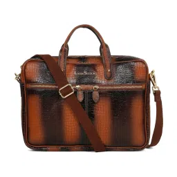 Louis Stitch Tan Textured Leather Medium Laptop Messenger Bag image 2