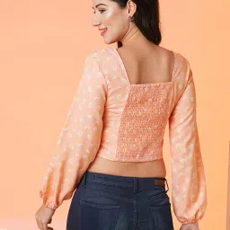 Globus Peach Floral Print Crop Top image 2