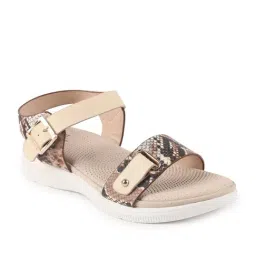 Carlton London Women's Beige Ankle Strap Sandals image 2