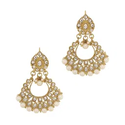 Priyaasi The Charm of Gold-Plated with Pearls and Kundan Dangler Earrings image 2