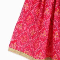 Campana Girls Yellow and Magenta Cotton Flared Fit Lehenga Choli Set image 4