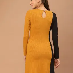 KASSUALLY Yellow & Black Color-Block Bodycon Dress image 2